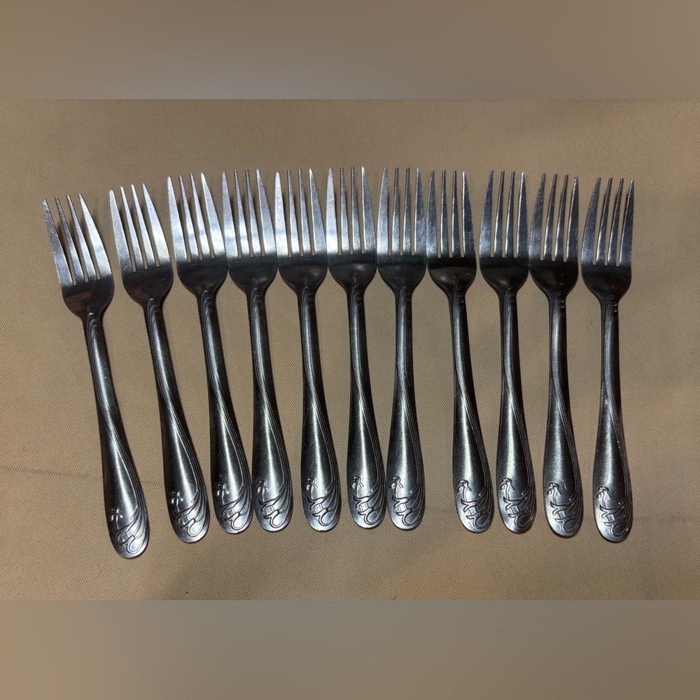 Stainless Steel China Flatware Dinner Forks Set Of‎ 11 Swirl Pattern